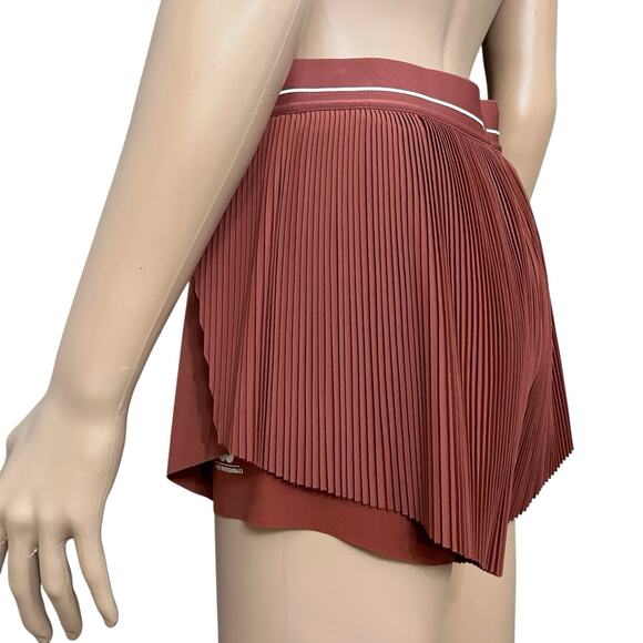 Wilson Pleated Court Shorts Small Tennis Pickleball Preppy Logo Layered Red Clay - Picture 3 of 11